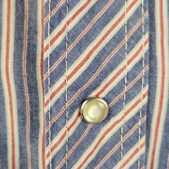 Wrangler Western Shirt Vintage Striped Men’s SZ M Cowboy Pearl Snaps Rodeo - Picture 7 of 16
